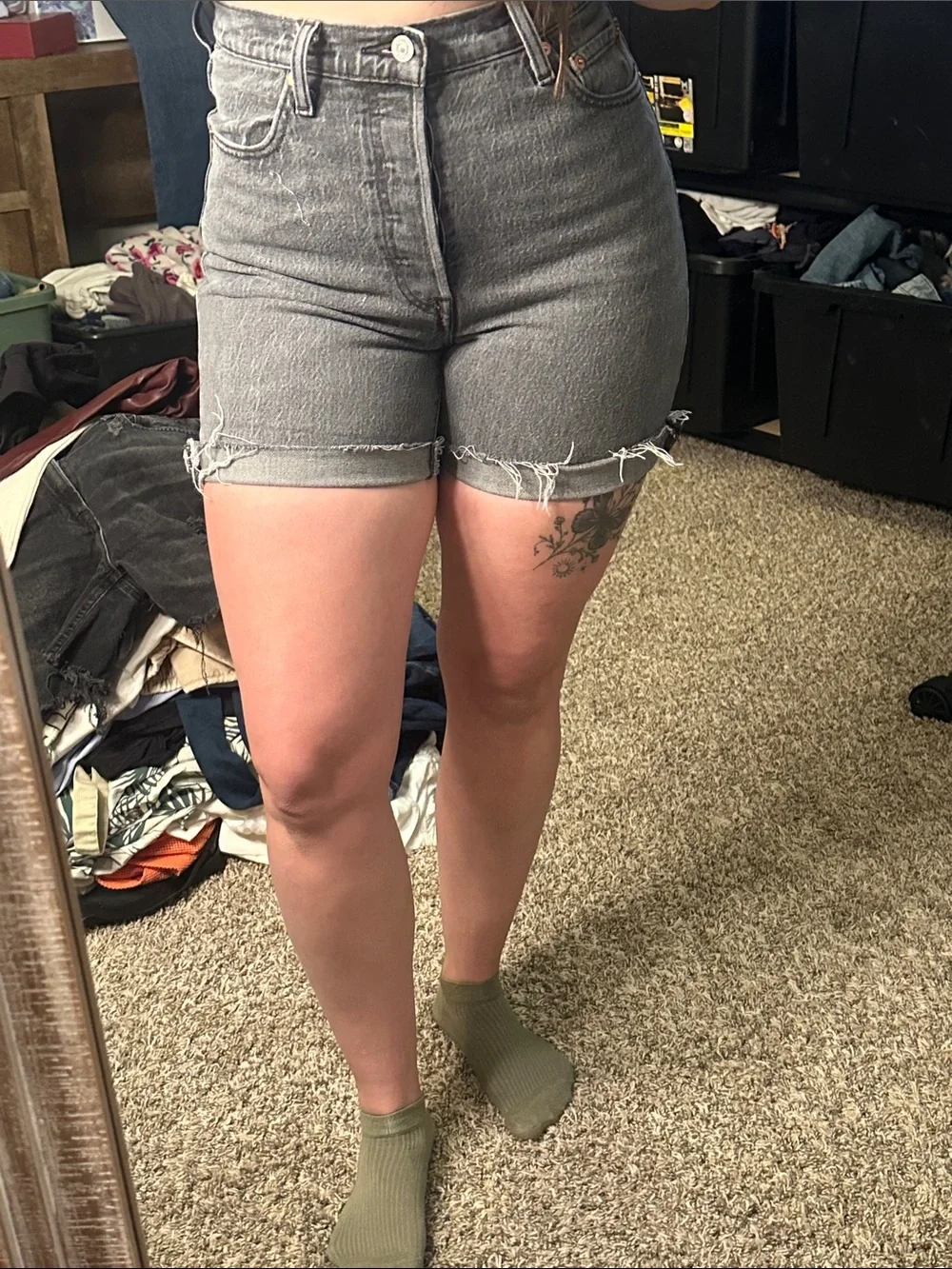 Levi’s High-Waist Gray Denim‎ Cutoff Shorts